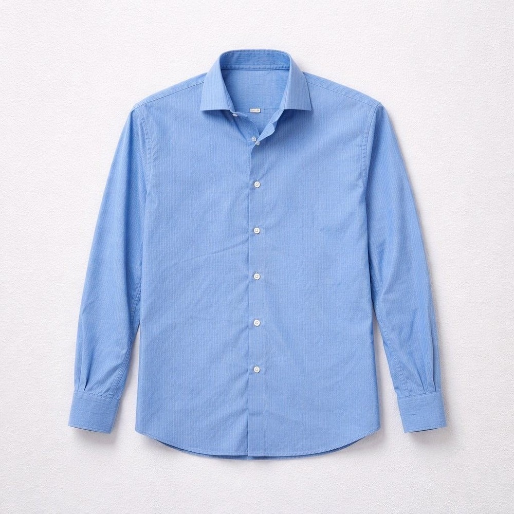 KENNETH COLE REACTION Men's 16 32/33 Dress Shirt Blue Micro-Check Long Sleeve